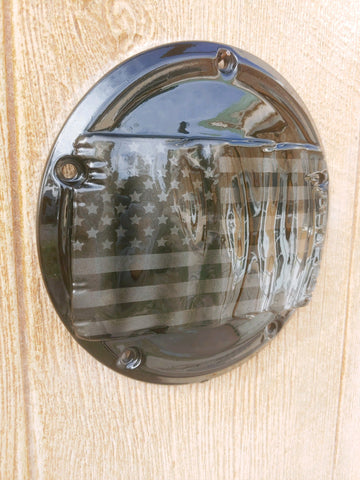 3D tattered ghosted American flag with derby cover