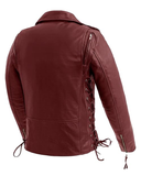 Popstar Women's  Motorcycle Leather Jacket Oxblood