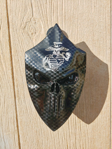 Custom Side-mounted horn cover 3D Punisher with carbon fiber theme Military logo