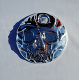 3D skull stretching on Chrome Harley touring fuel door 08+