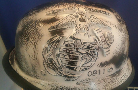 helmet WW2 Helmet with USMC and Deadman's ace