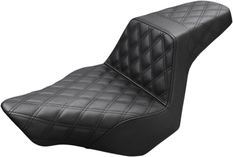 SADDLEMEN Step-Up Seat - Full Lattice Stitch - Black - FXSB 813-27-175