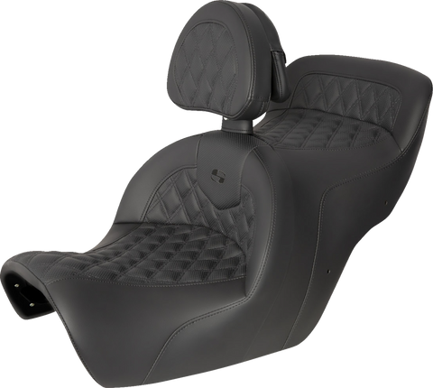 SADDLEMEN Seat - Roadsofa - With Backrest - Full Lattice Stitch - Black H88-07-182BR