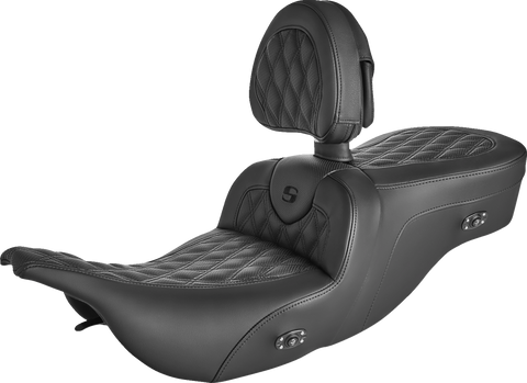SADDLEMEN Roadsofa Seat - without Backrest - Full Lattice Stitch - Heated - '99-07 FL 897-07-182BRHC