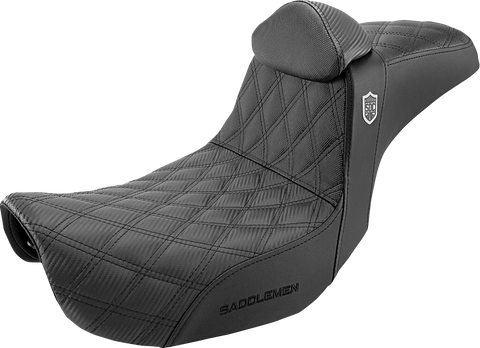 SADDLEMEN Seat - Pro Series SDC Performance With Backrest - Full Lattice Stitch/Lumbar Gripper - Black SC80604DBKRT