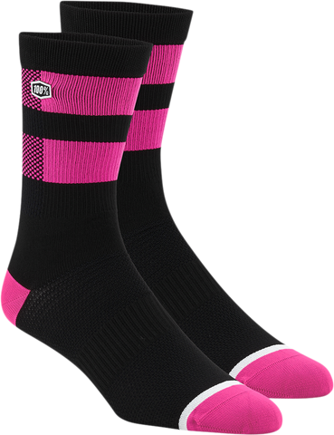 100% Flow Socks - Black/Fluorescent Pink - Small/Medium 24005-491-17