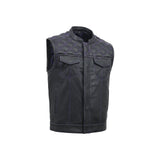Downside Men's Motorcycle Leather Vest Orange and Green