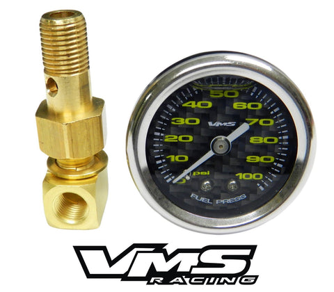 100 PSI Liquid Filled Fuel Pressure Gauge 0-100 PSI WITH Adapter for HONDA/ACURA engines