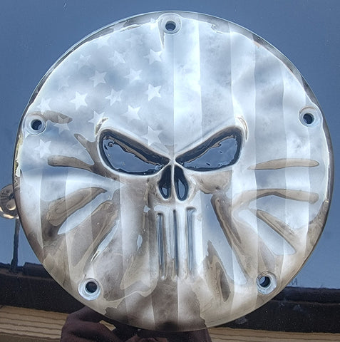 Punisher worn American Flag Harley derby cover