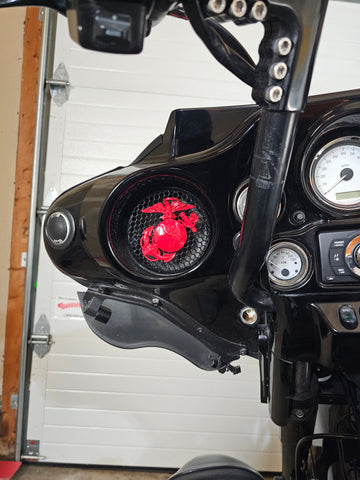 97-25+ Harley inner Touring 3D USMC speakers grill covers set