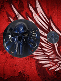 Punisher skull stretching through flag Harley derby cover