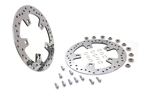 11.8 inch Drilled Front Brake Disc Set Mirror Polished Stain - V-Twin Mfg.