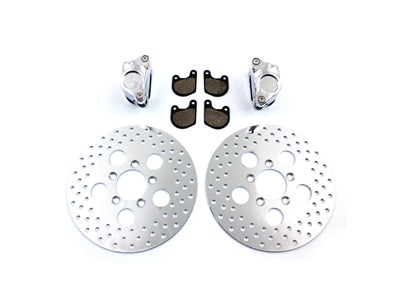 Front Dual Disc Caliper and 10 inch Disc Kit Chrome - V-Twin Mfg.