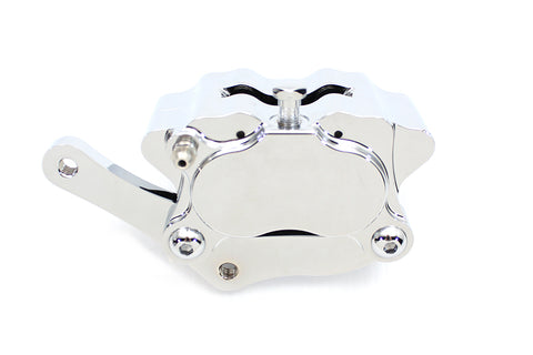 Chrome Billet Front 4-Piston Left Side Caliper with Bracket - V-Twin Mfg.