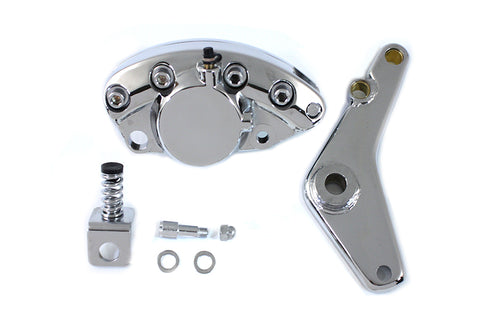 Chrome 1-Piston Rear Banana Caliper with Bracket - V-Twin Mfg.