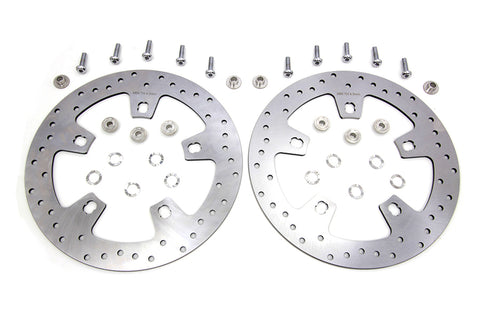 Duro 11.8 inch Drilled Front Brake Disc Set Stainless Steel - V-Twin Mfg.