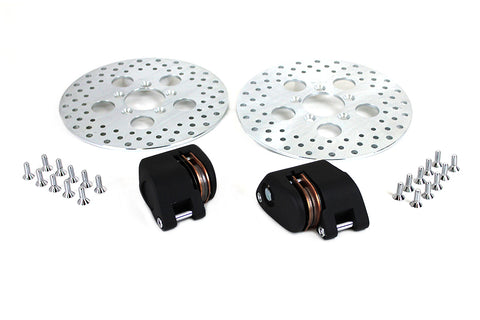 Front Dual Disc Caliper and 10 inch Disc Kit Black - V-Twin Mfg.