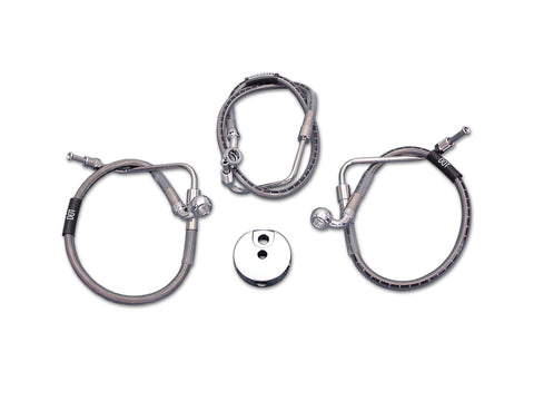 Stainless Steel Front Brake Hoses 25-1/4 inch and 16-1/8 inc - V-Twin Mfg.