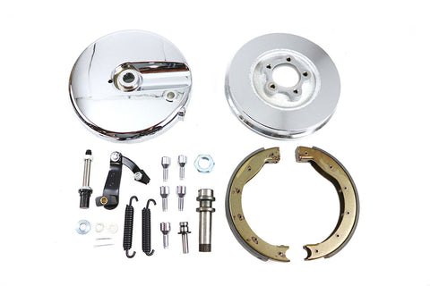 Front Brake Backing Plate Kit Left Side Satin Chrome - V-Twin Mfg.