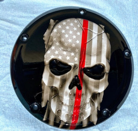 Harley American flag skull with Firefighter Theme flag