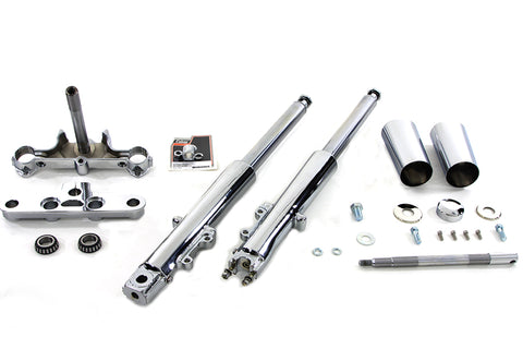 Fork Assembly with Chrome Sliders Stock Length - V-Twin Mfg.
