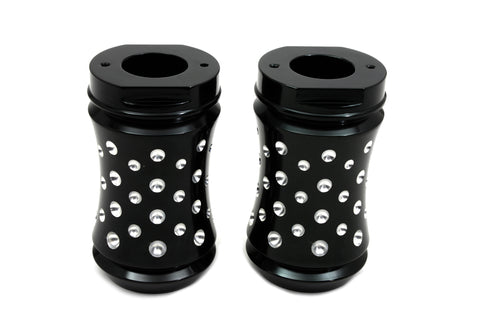 Black Fork Slider Cover Set Agostinni Style - V-Twin Mfg.