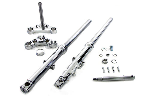 39mm Fork Assembly Chrome Single Disc with Chrome Sliders - V-Twin Mfg.
