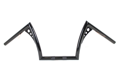 10 inch Z-Bar Handlebar with Wiring Indents and Holes Black - V-Twin Mfg.