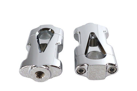 V-Fire Chrome Flat Handlebar Riser Set with Contrast Cut - V-Twin Mfg.