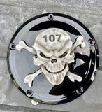 3D skull and crossbones Harley Derby cover