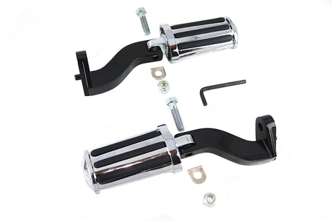 Rail Style Adjustable Footpeg Kit Black - V-Twin Mfg.