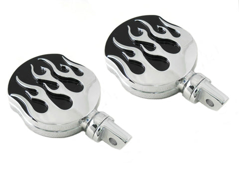 Chrome Flame Style Highway Bar Footpeg Set - V-Twin Mfg.