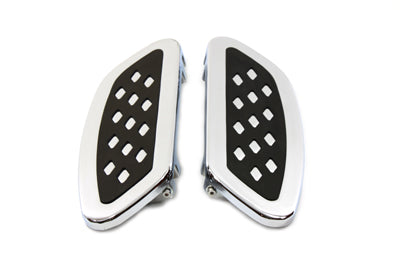 Driver Footboard Set Chrome with Diamond Design - V-Twin Mfg.