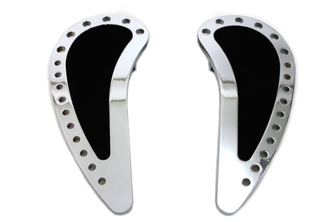 Chrome Driver Half Moon with Rubber Footboard Set - V-Twin Mfg.
