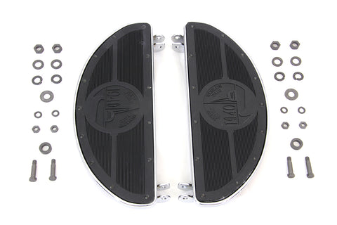 World's Fair Style Half Moon Footboard Set Chrome - V-Twin Mfg.