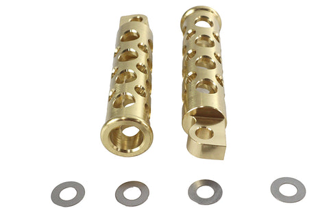 Swiss Cheese Style Footpeg Set Brass - V-Twin Mfg.
