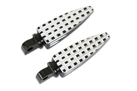 Black Adjustable Footpeg Set with Silver Highlights - V-Twin Mfg.