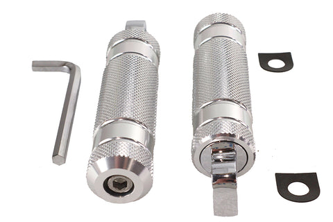 Silver Knurled Four Grooved Footpeg Set - V-Twin Mfg.