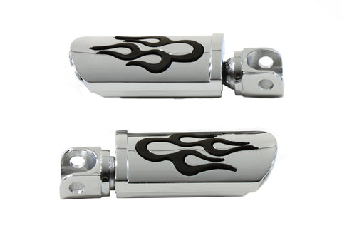 Flame Style Adjustable Footpeg Set Chrome - V-Twin Mfg.