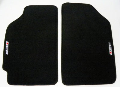 CUSTOM FIT FLOOR MATS 88-91 HONDA CRX EF LOGO COLORS: BLACK or RED