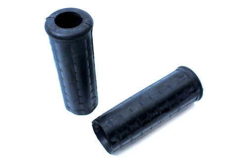 Replica Black Waffle Grips with Plug Hole - V-Twin Mfg.