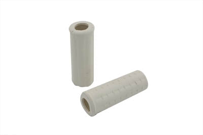 Replica White Waffle Grip Set with Plug Hole - V-Twin Mfg.