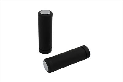 Black Stock Style Grip Set with Chrome Plugs - V-Twin Mfg.