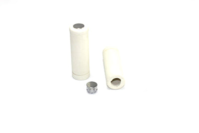 White Stock Style Grip Set with Chrome Plugs - V-Twin Mfg.