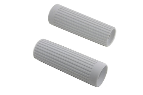 Replica Rib Style White Grip Set - V-Twin Mfg.