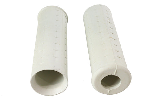 Replica White Waffle Style Grip Set with Plug Hole - V-Twin Mfg.