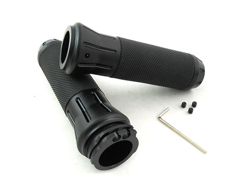 Black Grip Set with Black End Caps - V-Twin Mfg.