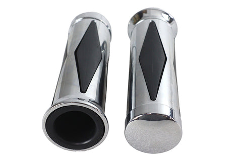 Diamond Style Grip Set with Chrome End Cap - V-Twin Mfg.