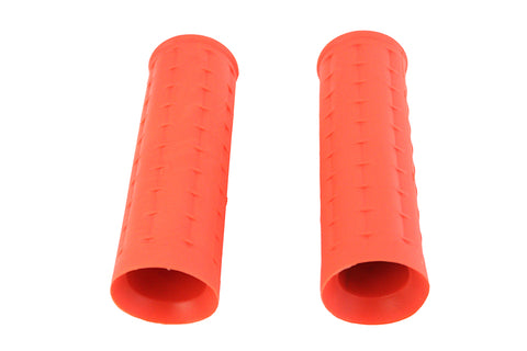 Replica Waffle Handlebar Grip Set with Plug Hole Orange - V-Twin Mfg.