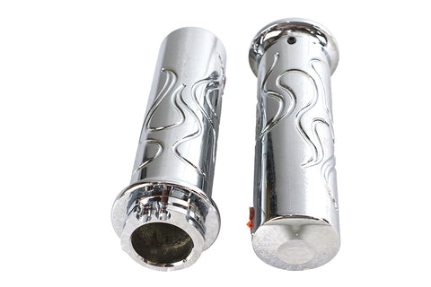 Billet Flanged Flame Style Grip Set - V-Twin Mfg.